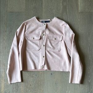 Zara Pink Blazer Cropped Minimalist